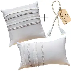 MANDIRHOME - SET 2 FUNDAS COJÍN AURORA CRUDO + REGALO