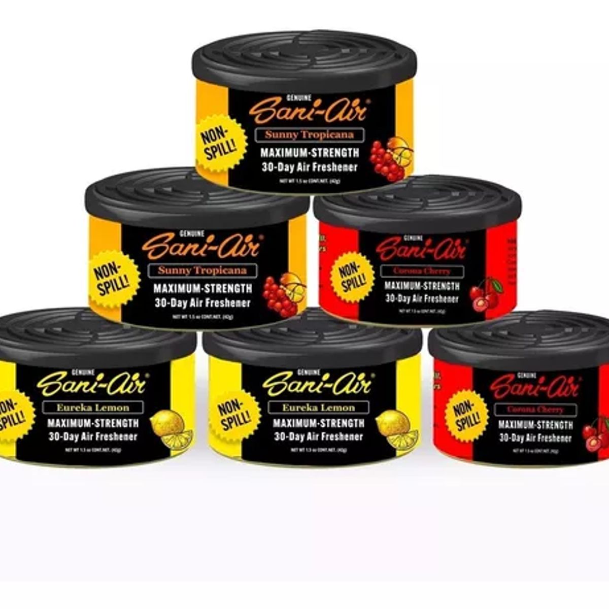 GENERICO - Pack Sani Air Spill Proof 6 Latas Aromaticas Para Auto