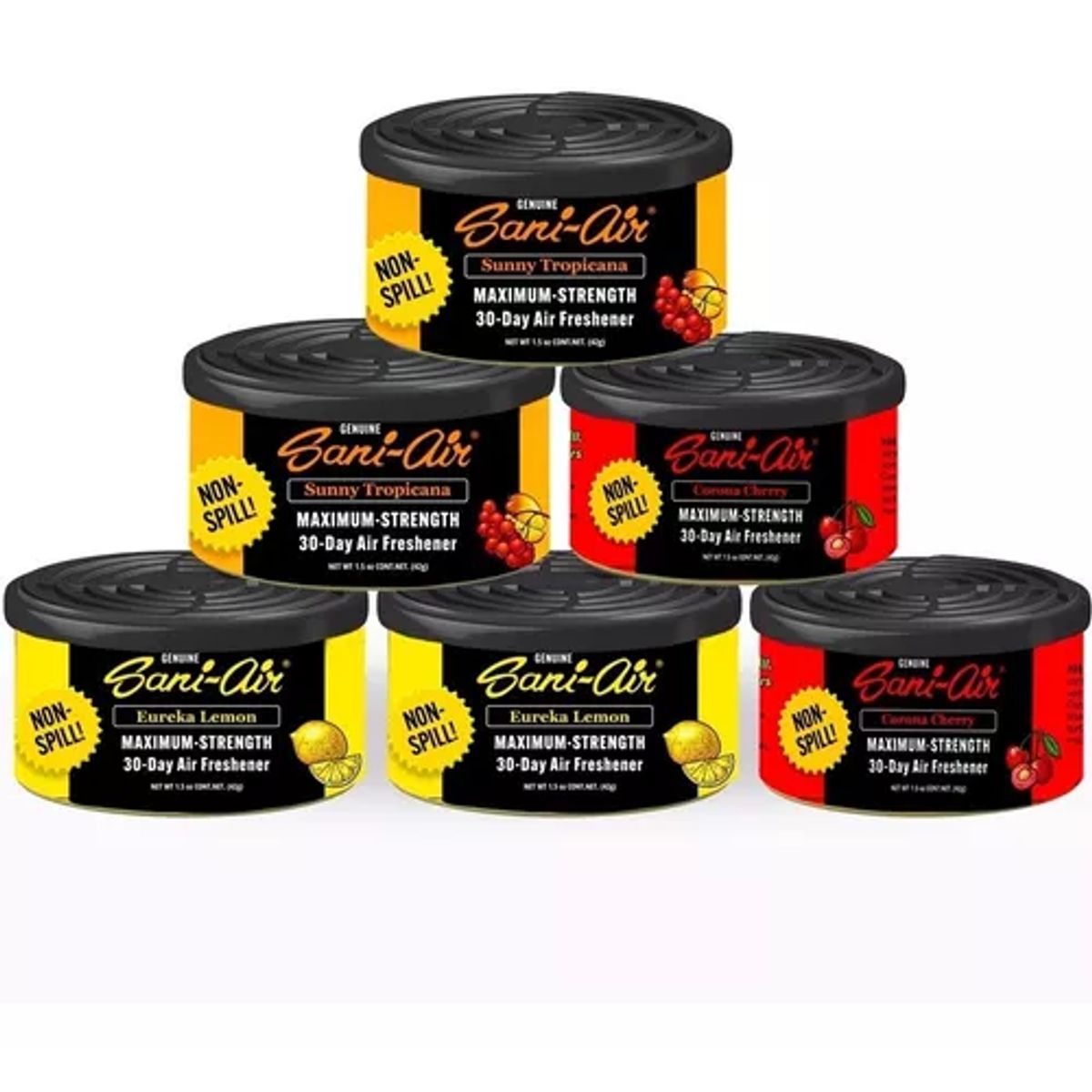 GENERICO - Pack Sani Air Spill Proof 6 Latas Aromaticas Para Auto