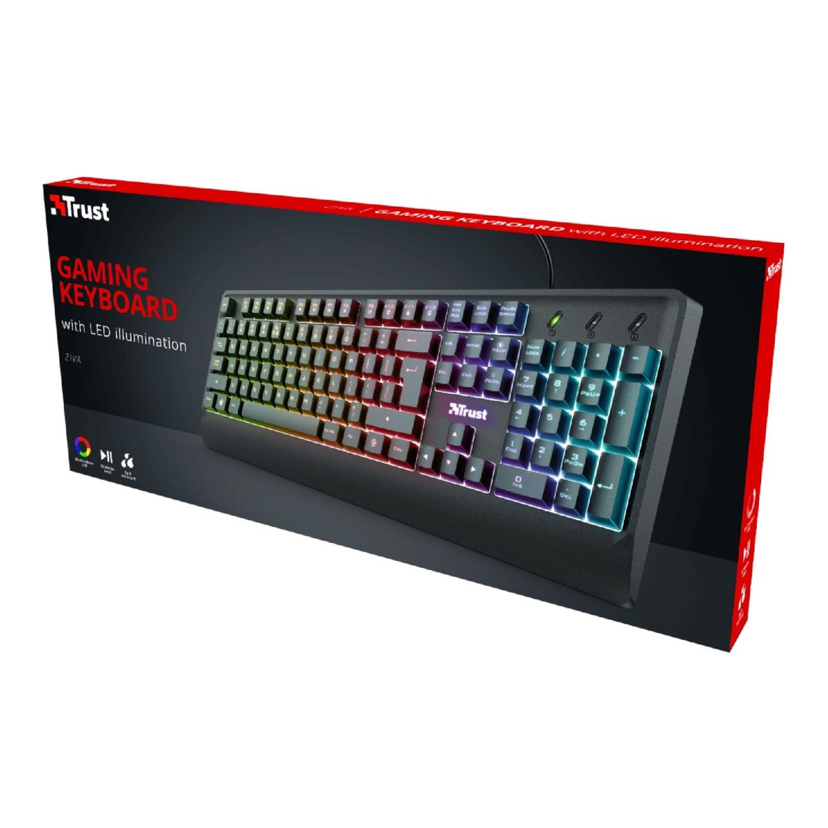 TRUST - Teclado Gamer Trust Ziva Iluminacion Led