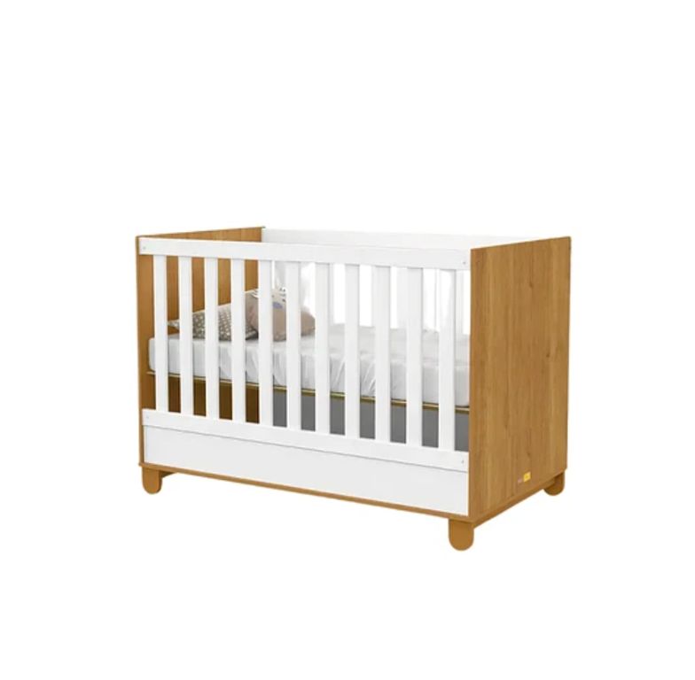 Cuna Madera New Zupi Blanca Caramelo