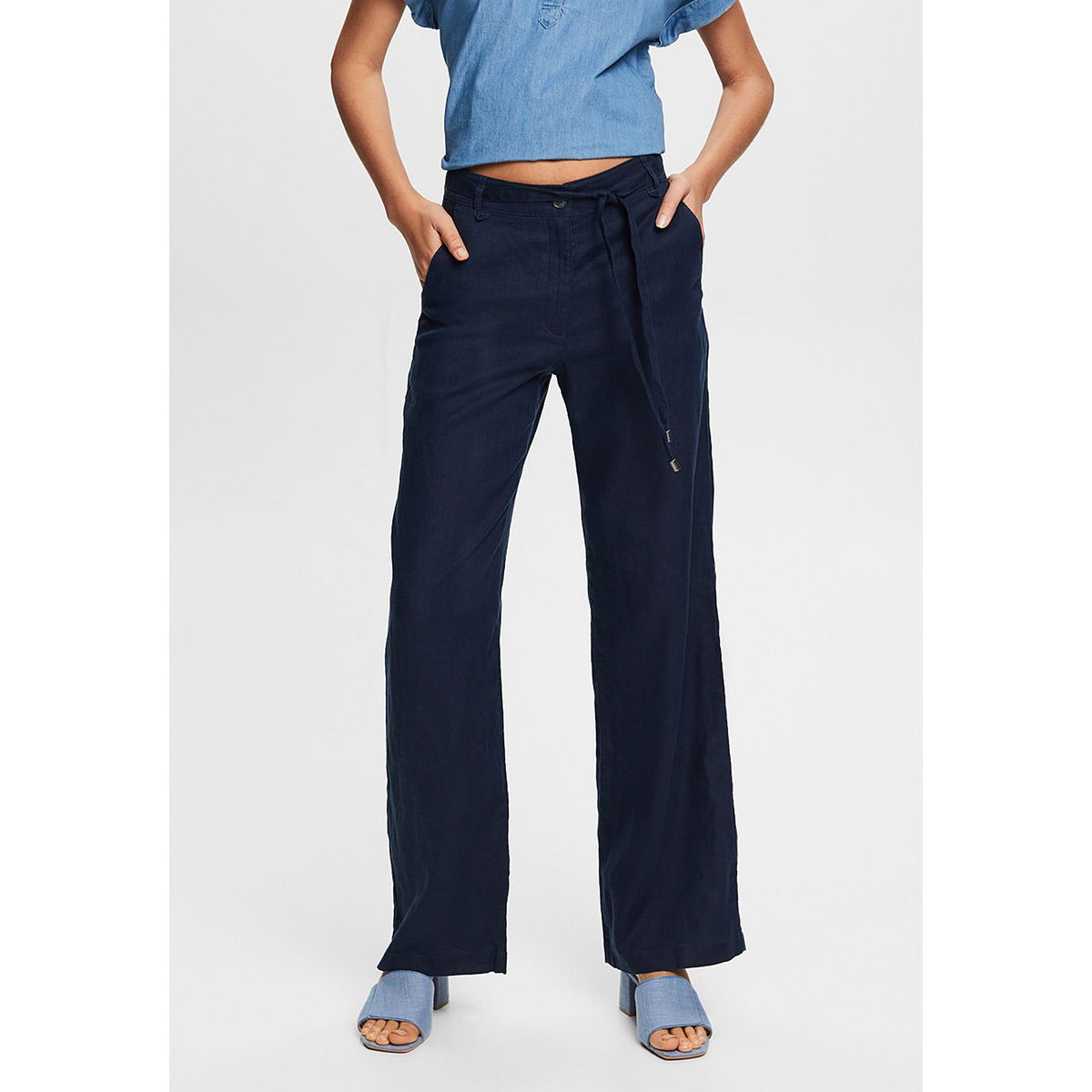 ESPRIT - Pantalón Wide Leg De Lino Mujer Esprit ESPRIT