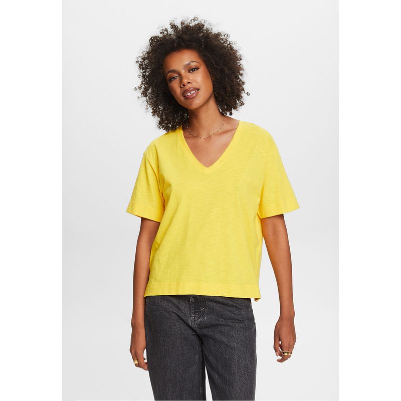 ESPRIT - Polera Flameada Con Cuello En V Mujer Esprit ESPRIT