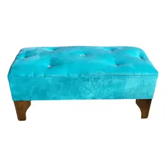 GENERICO - Banqueta Botón Diamante turquesa Felpa 100x40x40