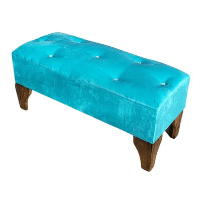 Imagen 2 del producto Banqueta Botón Diamante turquesa Felpa 100x40x40