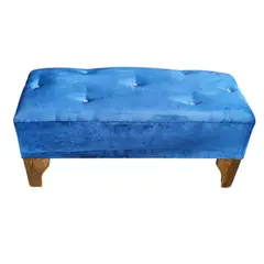 GENERICO - Banqueta Botón Azul Marino Felpa 100x40x40