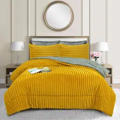 GENERICO - Cubrecama de Invierno Plush Acanalado con Chiporro 2 P Amarillo