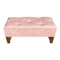 GENERICO - Banqueta Botón Diamante Palo Rosa Lino 100x40x40