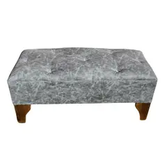 GENERICO - Banqueta Botón Diamante Gris Eco Cuero 100x40x40