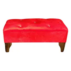 GENERICO - Banqueta Botón Diamante Rojo Felpa 100x40x40