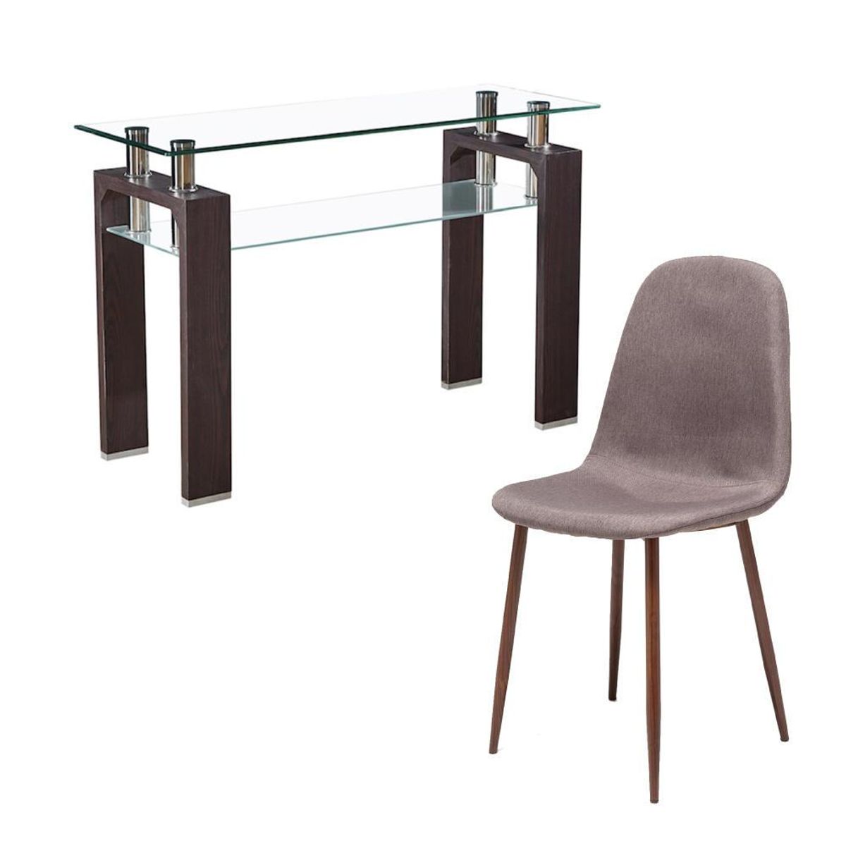 SPAZZIO - Escritorio Prisma nogal 115x43 cm + Silla Cross nogal canela