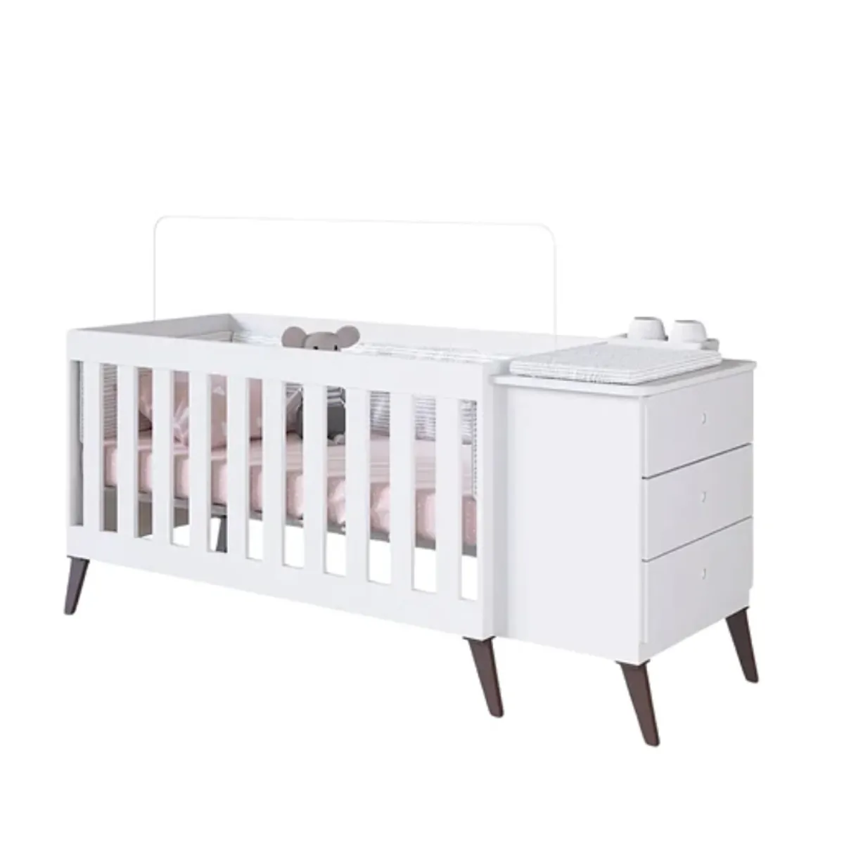 KIDSCOOL - Cuna Con Cajonera Encanto Blanco