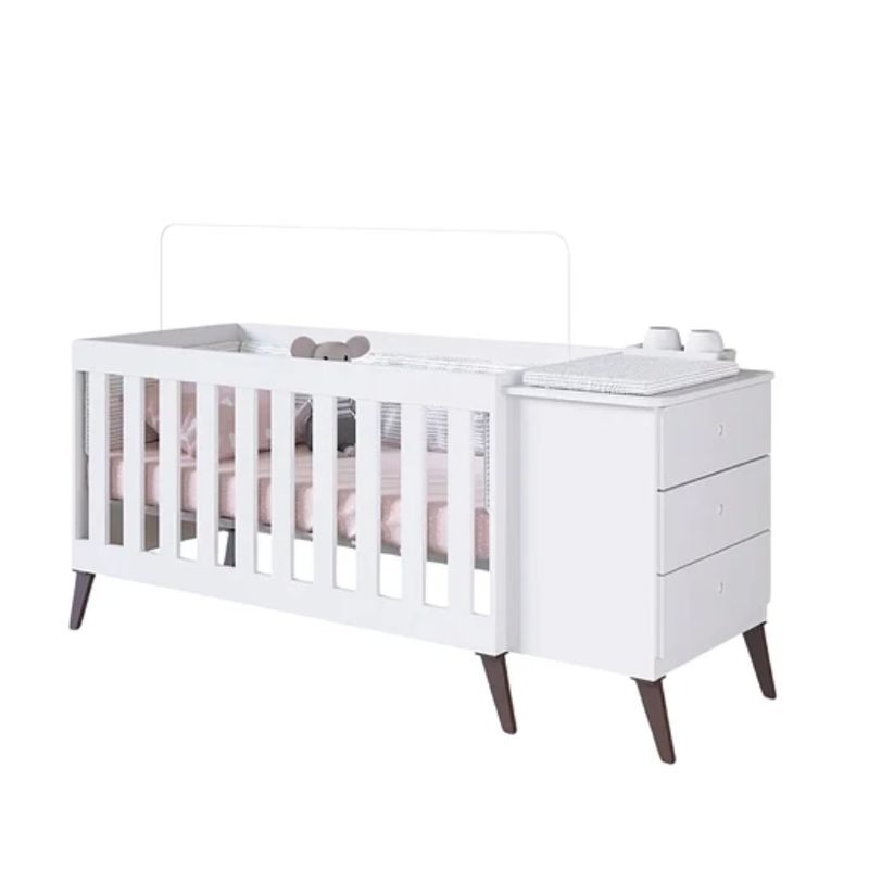 KIDSCOOL - CUNA CON CAJONERA ENCANTO BLANCO