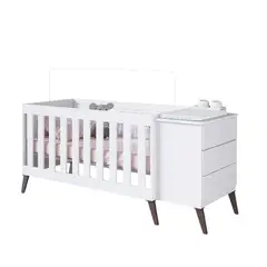 KIDSCOOL - CUNA CON CAJONERA ENCANTO BLANCO