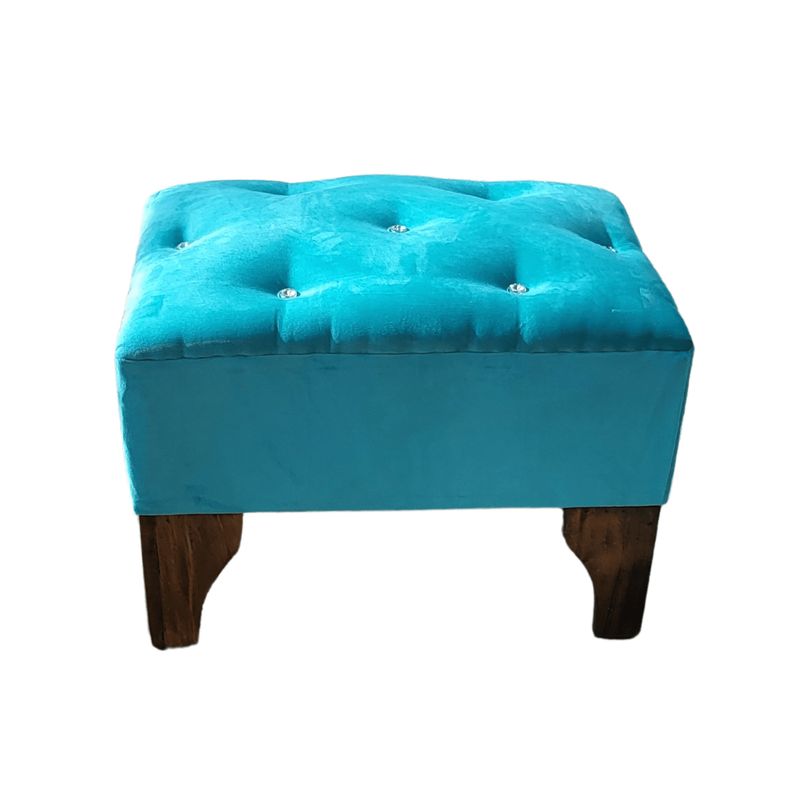 GENERICO - Banqueta Botón Diamante turquesa Felpa 60x40x40