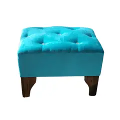GENERICO - Banqueta Botón Diamante turquesa Felpa 60x40x40