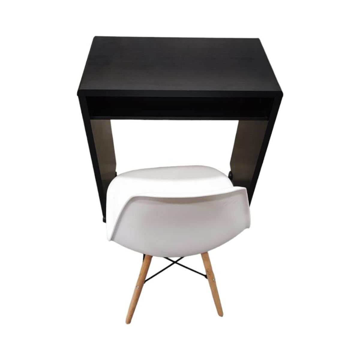 SPAZZIO - Escritorio Smille negro + Silla Badem blanca