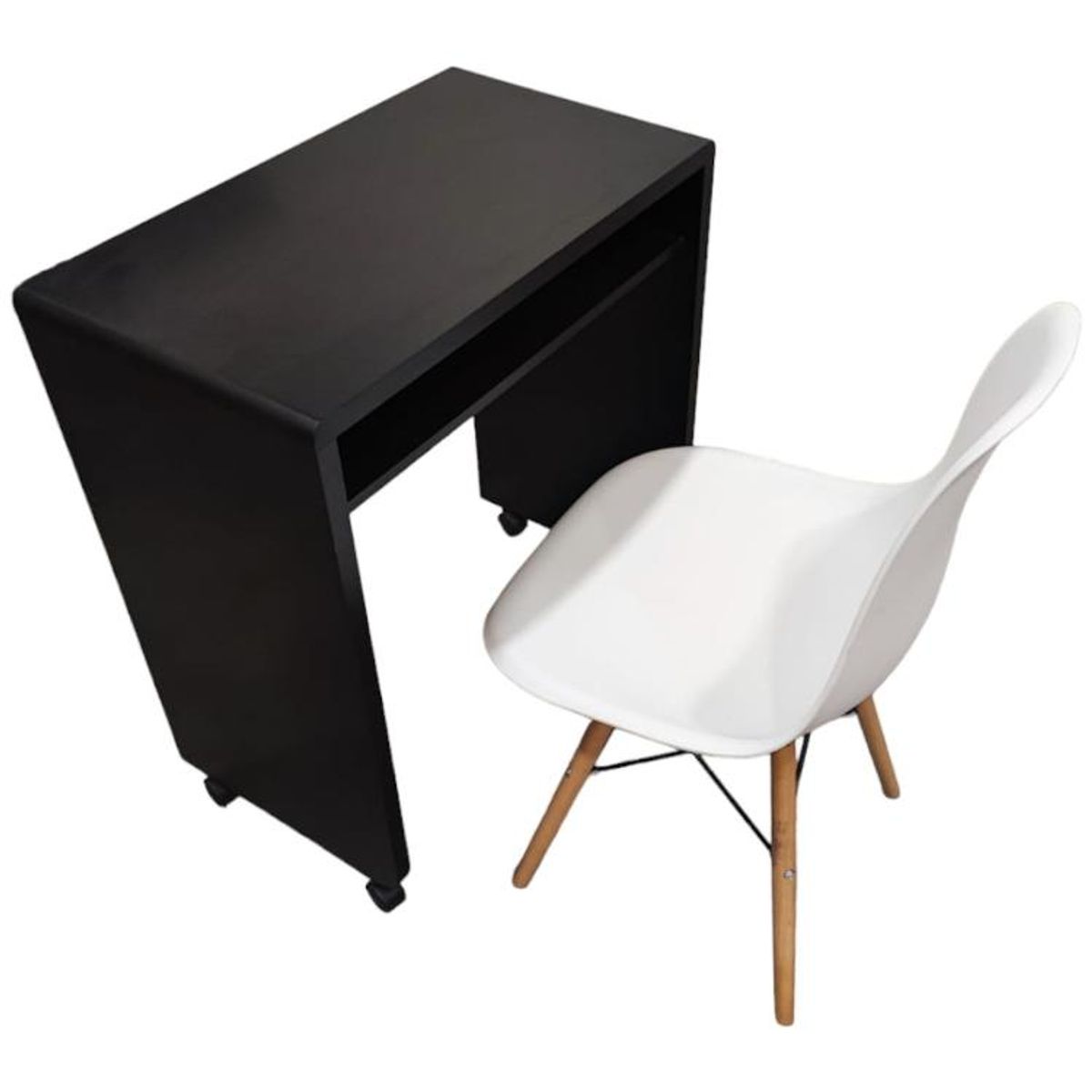 SPAZZIO - Escritorio Smille negro + Silla Badem blanca