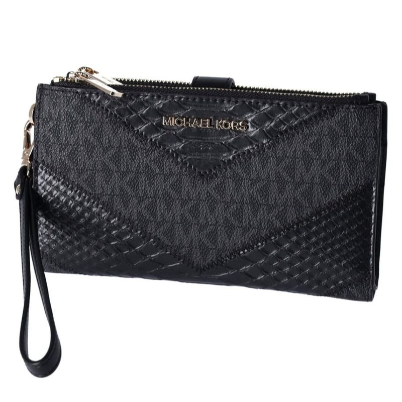 MICHAEL KORS - Billetera Michael Kors Jet Set Travel Double Zip Wristlet - Black