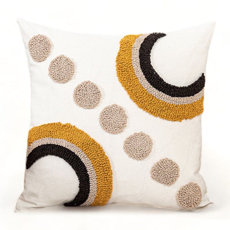 GENERICO - Funda Para Cojin Diseño Boho Lino Bordado Flecos 45x45cm - Multicolor