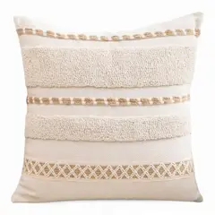 GENERICO - Funda Para Cojin Diseño Boho Lino Bordado Flecos 45x45cm - Multicolor