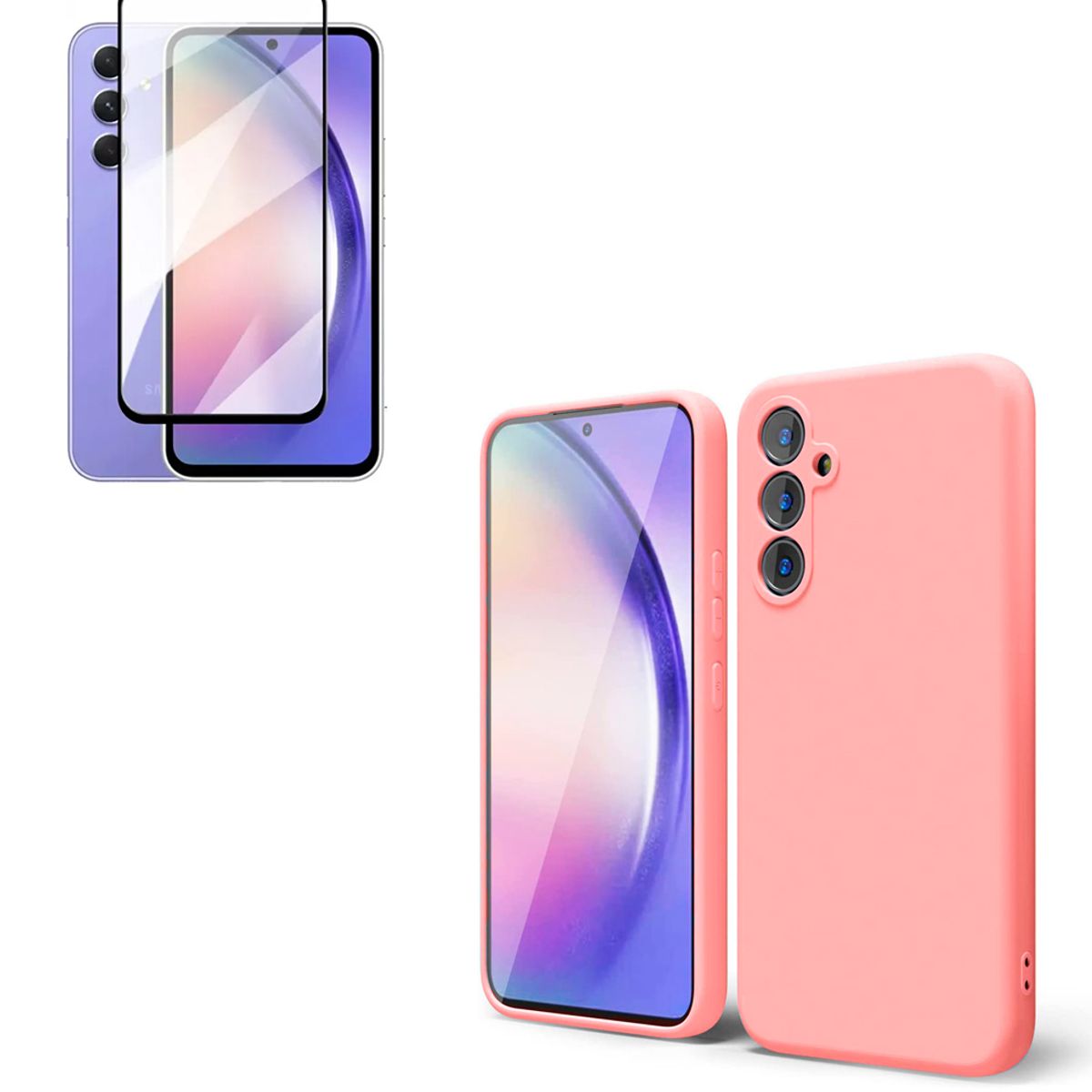 JOIGO - Carcasa Para Samsung A54 + Lamina de Vidrio Templado Rosado