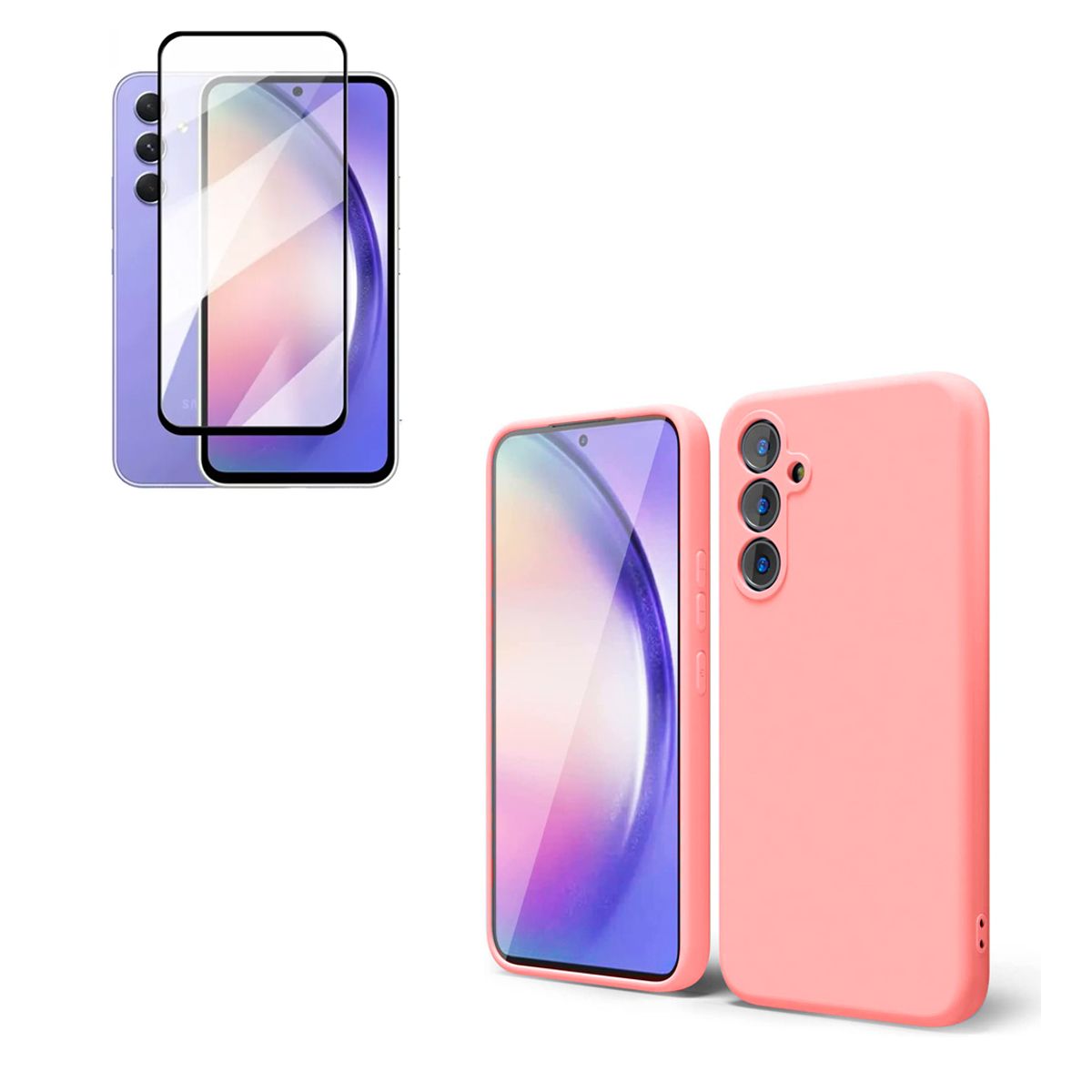 JOIGO - Carcasa Para Samsung A54 + Lamina de Vidrio Templado Rosado