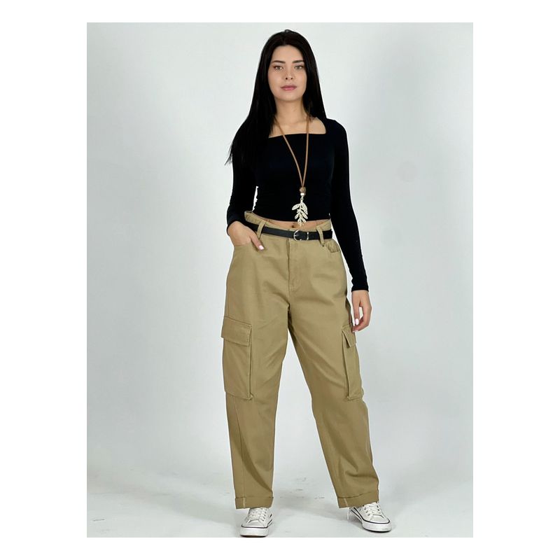 ENIGMATICA BOUTIQUE - Pantalón Mezclilla Cargo Camel ENIGMATICA BOUTIQUE