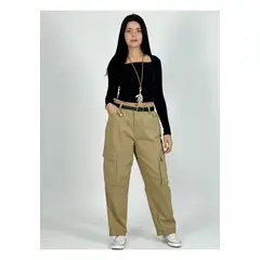 ENIGMATICA BOUTIQUE - Pantalón Mezclilla Cargo Camel