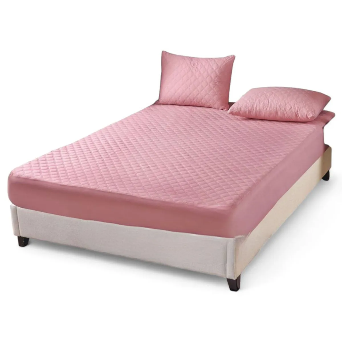 GENERICO - Funda Cubre Colchon 1.5 Plaza + 1 Funda Almohada - Rosa