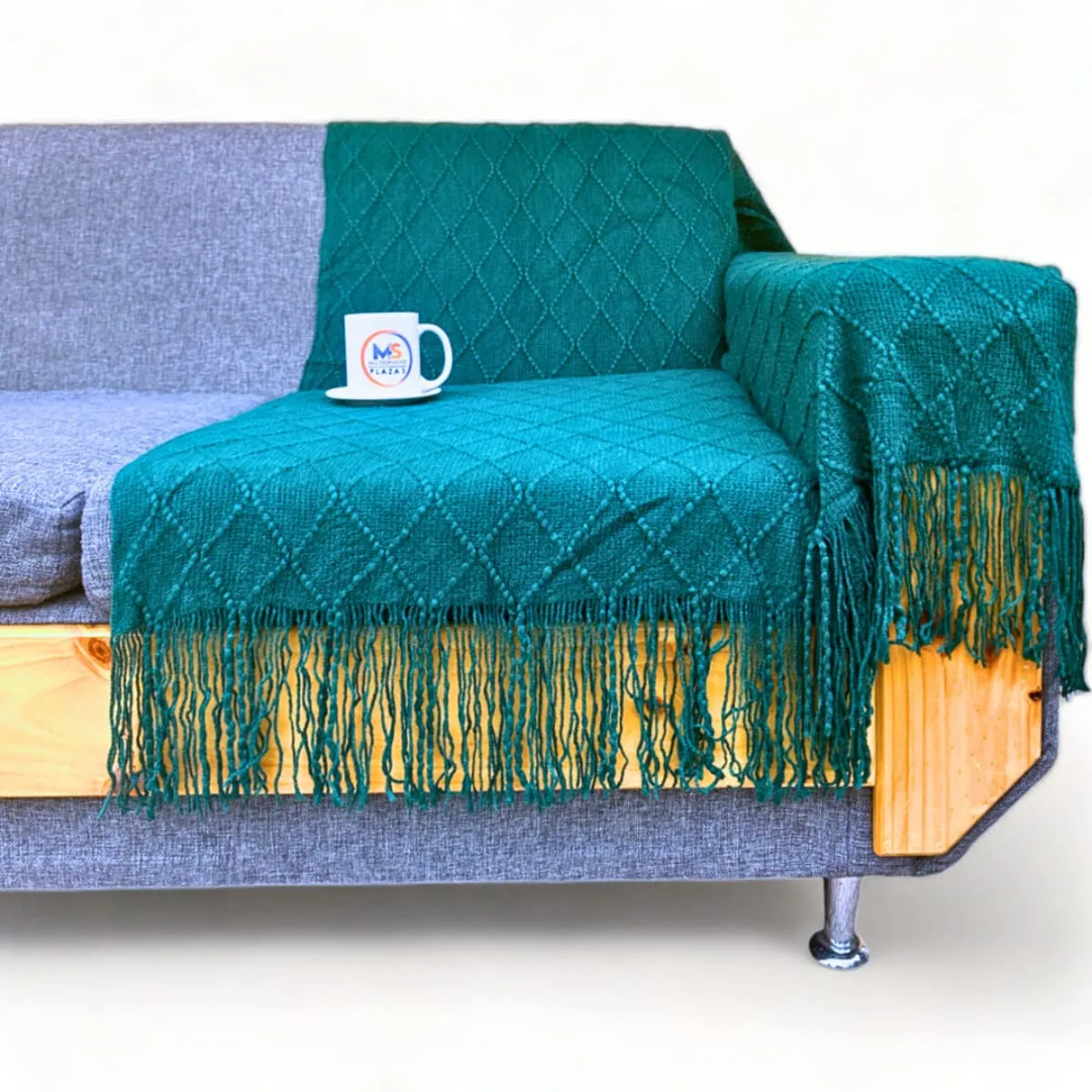 GENERICO - Manta Decorativa Tejida Estilo Nordico Para Sofa Sillon Cama Turquesa