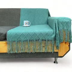 GENERICO - Manta Decorativa Tejida Estilo Nordico Para Sofa Sillon Cama Turquesa