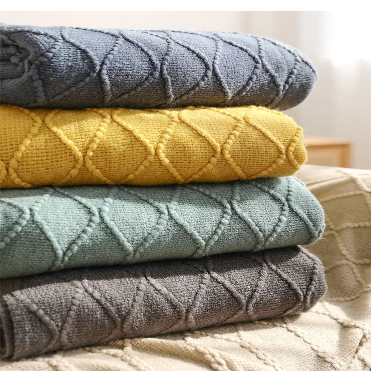 GENERICO - Manta Decorativa Tejida Estilo Nordico Para Sofa Sillon Cama Turquesa