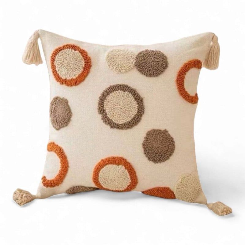 GENERICO - Funda Para Cojin Diseño Boho Lino Bordado Flecos 45x45cm - Multicolor