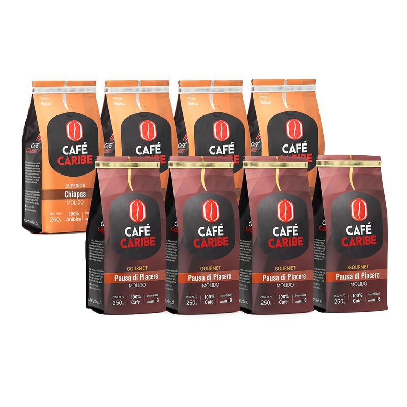 CAFE CARIBE - x8 Café Molido Pack Gran Gourmet - 2 kilos