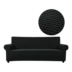 GENERICO - Funda De Sillon Tela Elasticada Cuadrille 3 Cuerpos Sofa - Negro