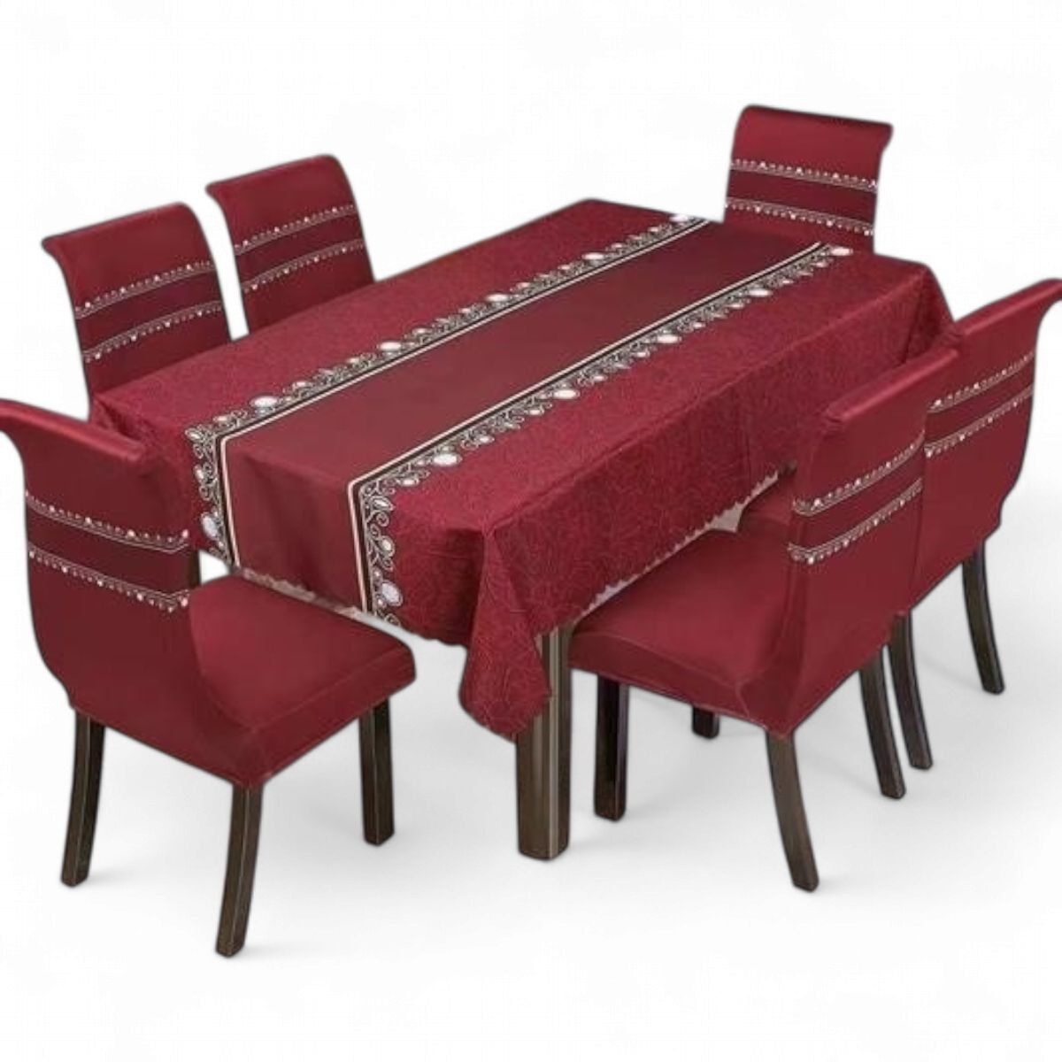 GENERICO - Pack De 6 Fundas De Sillas Elasticadas + Mantel Estampados