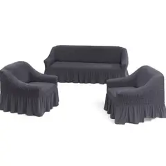 GENERICO - Juego Fundas Sillon Turca Sofa Living 1+1+3 Elasticada Gris
