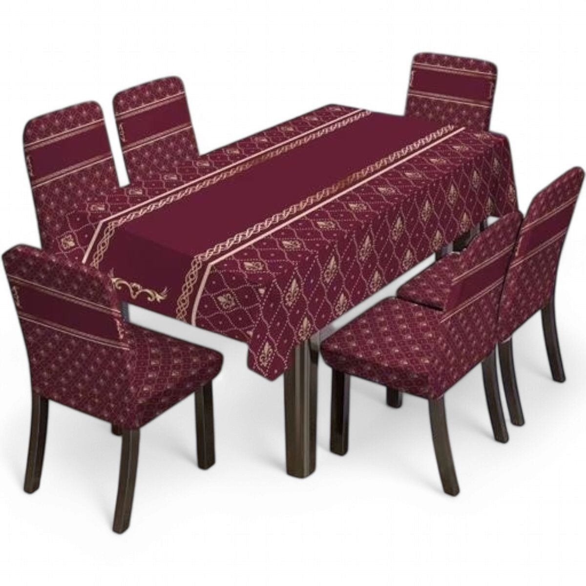 GENERICO - Pack De 6 Fundas De Sillas Elasticadas + Mantel Estampados