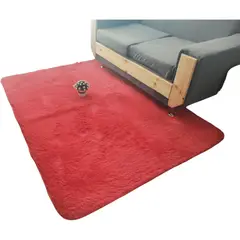 GENERICO - Alfombra Peluda Tipo Shaggy Para Living 200cmx240cm Rojo