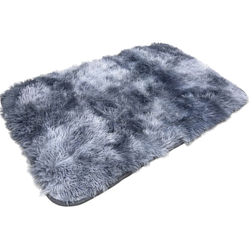 GENERICO - Alfombra Baja De Cama Peluda 100% Poliester 50x80cm Gris Jaspeado