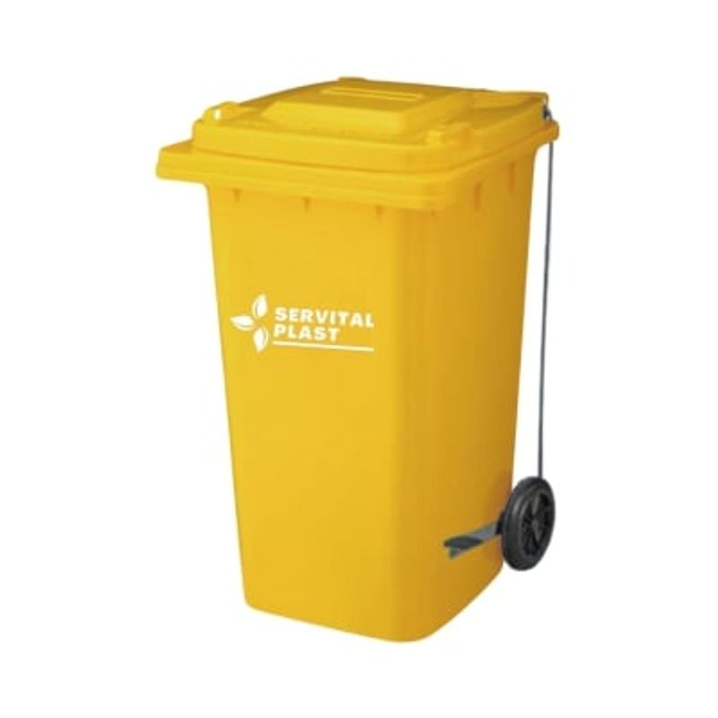 GENERICO - Basurero Contenedor de basura 240 Lts Amarillo con Pedal