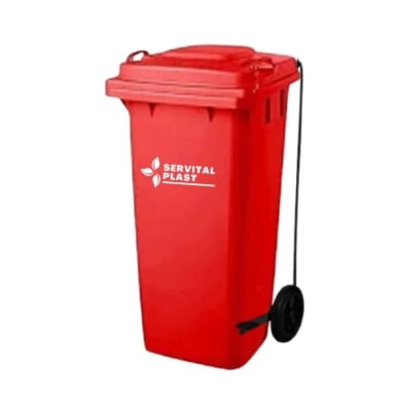 GENERICO - Basurero Contenedor de basura 120 Lts Rojo con Pedal