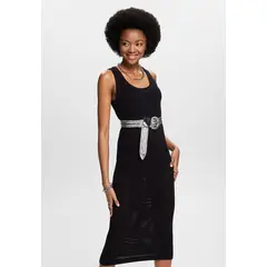 ESPRIT - Vestido Midi Sin Mangas De Punto Calado Mujer