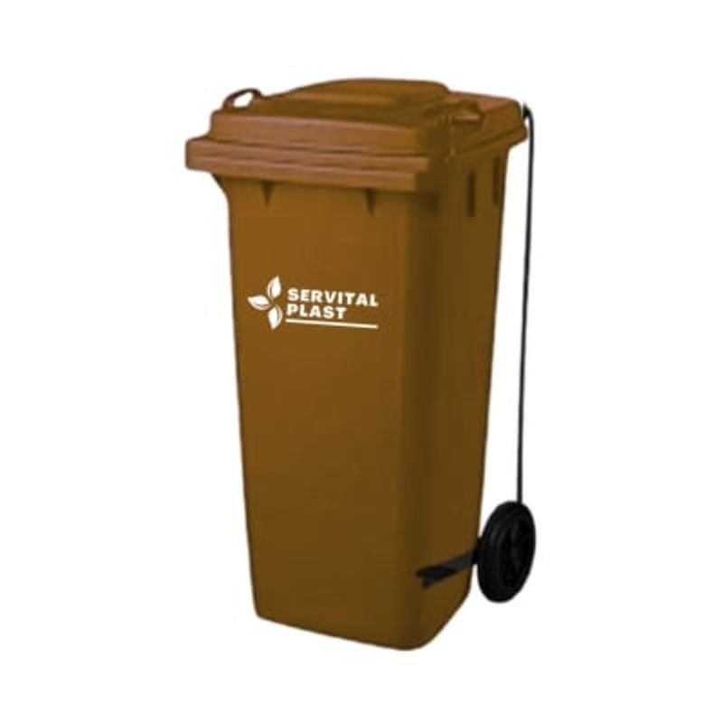 GENERICO - Basurero Contenedor de basura 120 Lts Café con Pedal