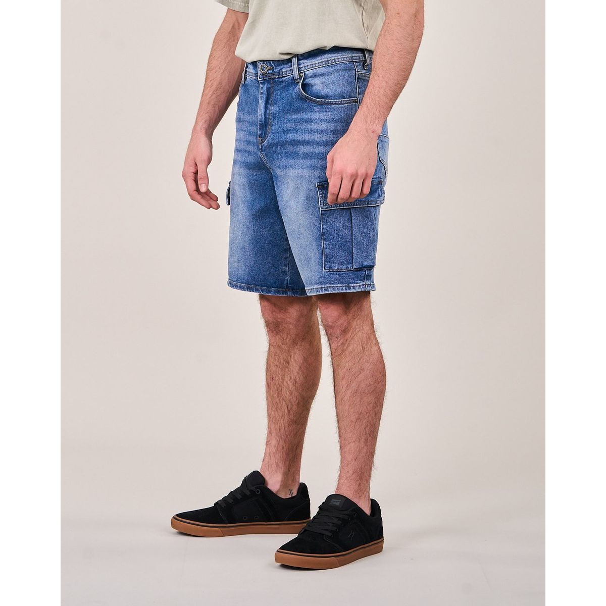 POLEMIC - Bermunda Denim procesado Relaxed - Polemic