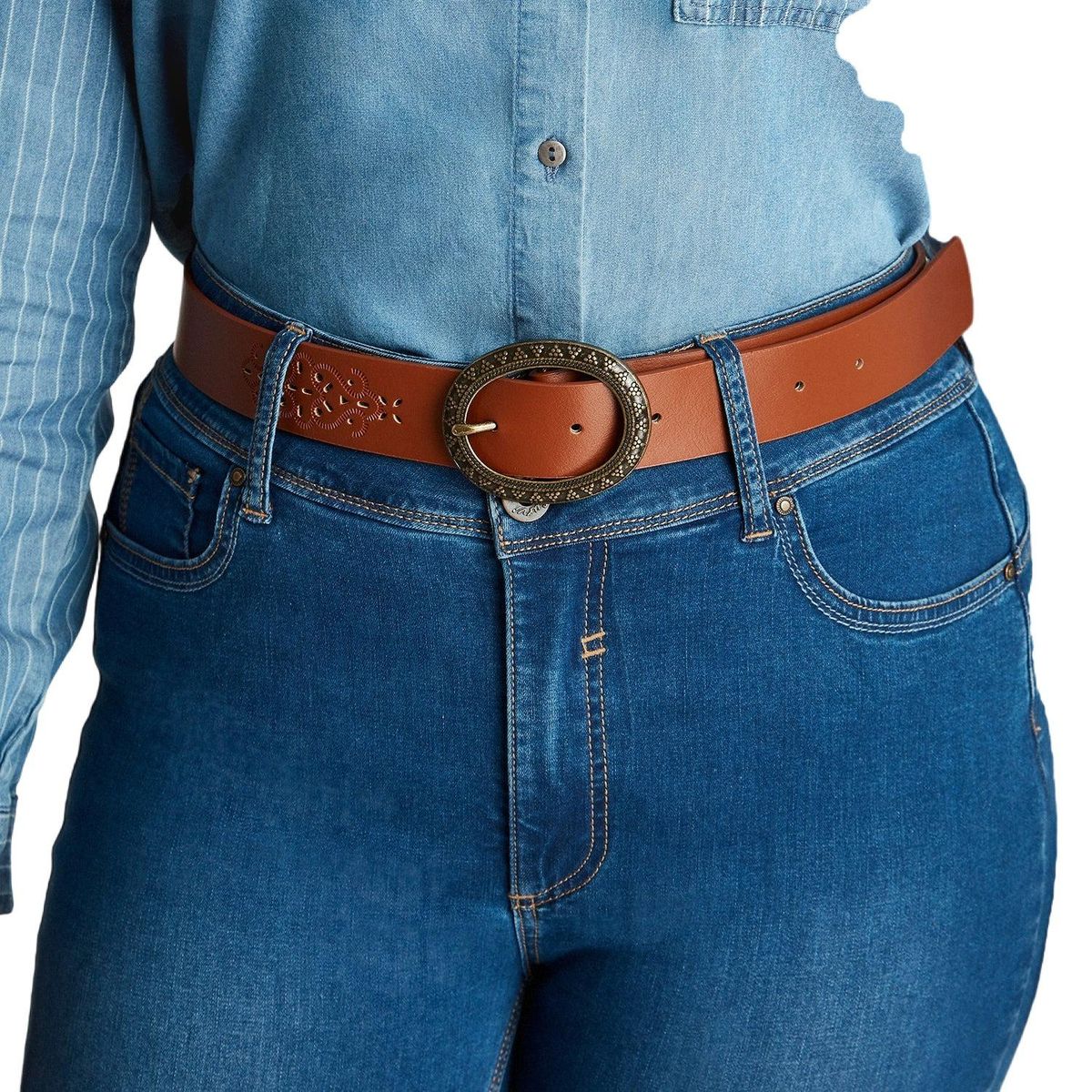 CURVI - Cinturón De Pu Con Diseño Bordado Laser CURVI