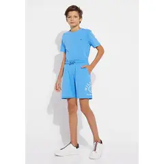 TOMMY HILFIGER - SHORT DE ALGODÓN CON LOGO CELESTE