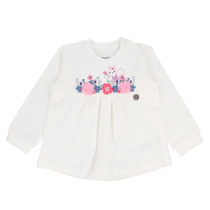 BUBBLE GUMMERS - Polera Bebés Manga Larga Bubblegummers Blanca Crema