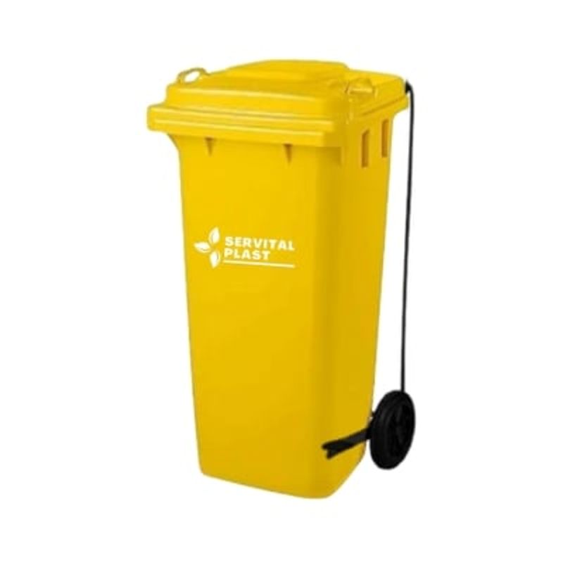 GENERICO - Basurero Contenedor de basura 120 Lts Amarillo con Pedal